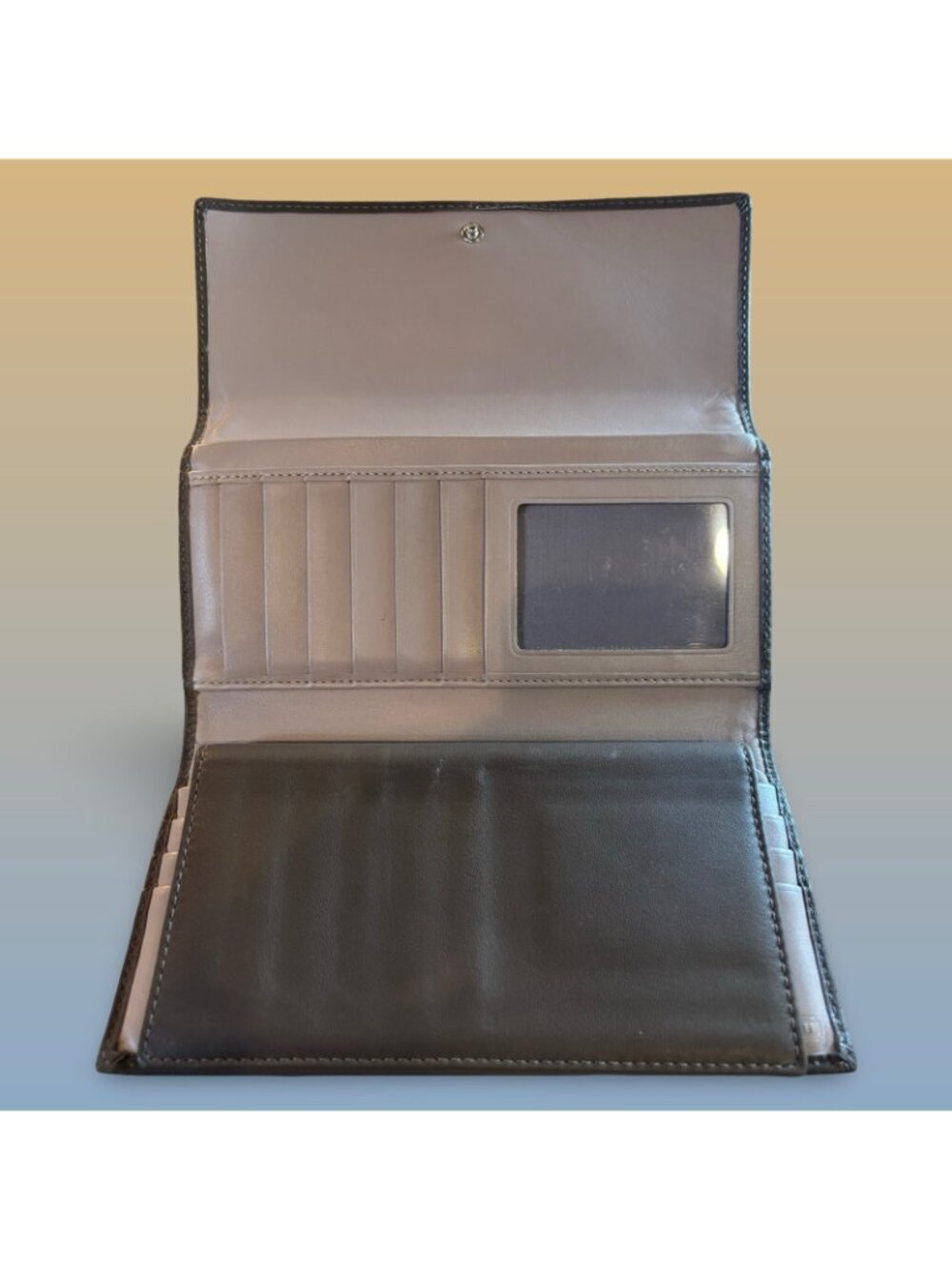 Coach Brown Leather Accordion Wallet With Card Slots ID Window & Zipper Pocket - Picture 3 of 9